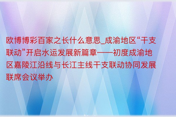 欧博博彩百家之长什么意思_成渝地区“干支联动”开启水运发展新篇章——初度成渝地区嘉陵江沿线与长江主线干支联动协同发展联席会议举办